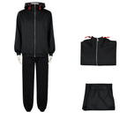 Yuji Tracksuit Black Zip-up Hoodie and Joggers 2pcs Suit for Cosplay Daily Wear