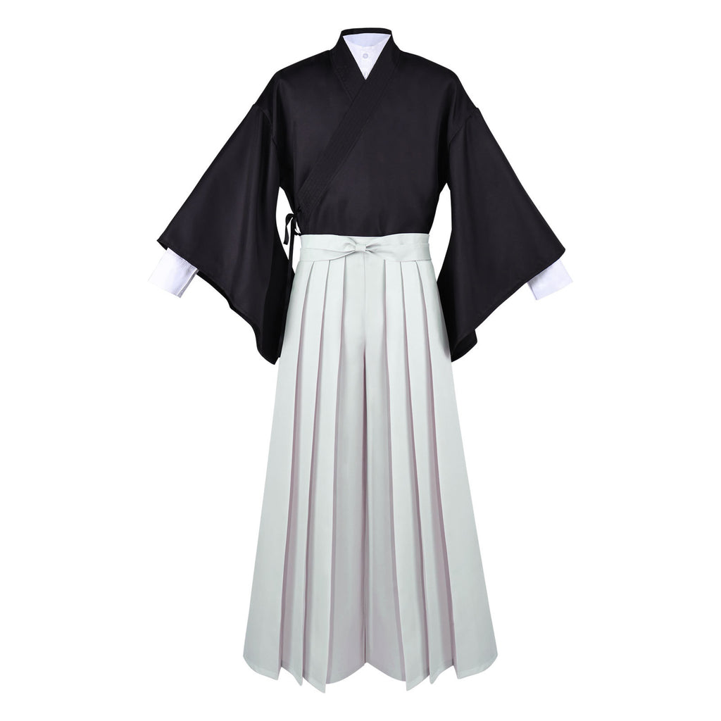 Naoya Costume Black Kimono Outerwear with Pleated Culottes Full Cosplay Set