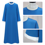 Classic Evil Wizard Costume Blue Magic Robe Hat and Glasses for Cosplay