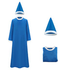 Classic Evil Wizard Costume Blue Magic Robe Hat and Glasses for Cosplay