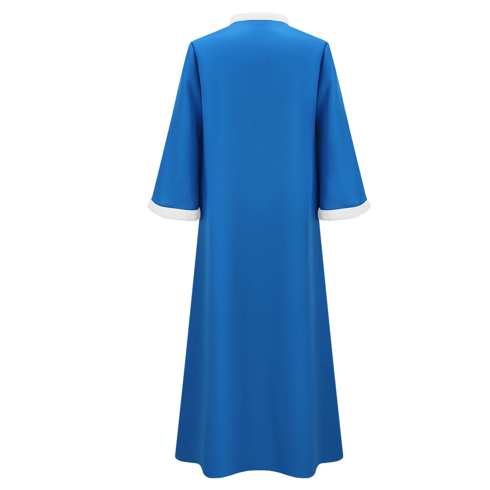 Classic Evil Wizard Costume Blue Magic Robe Hat and Glasses for Cosplay