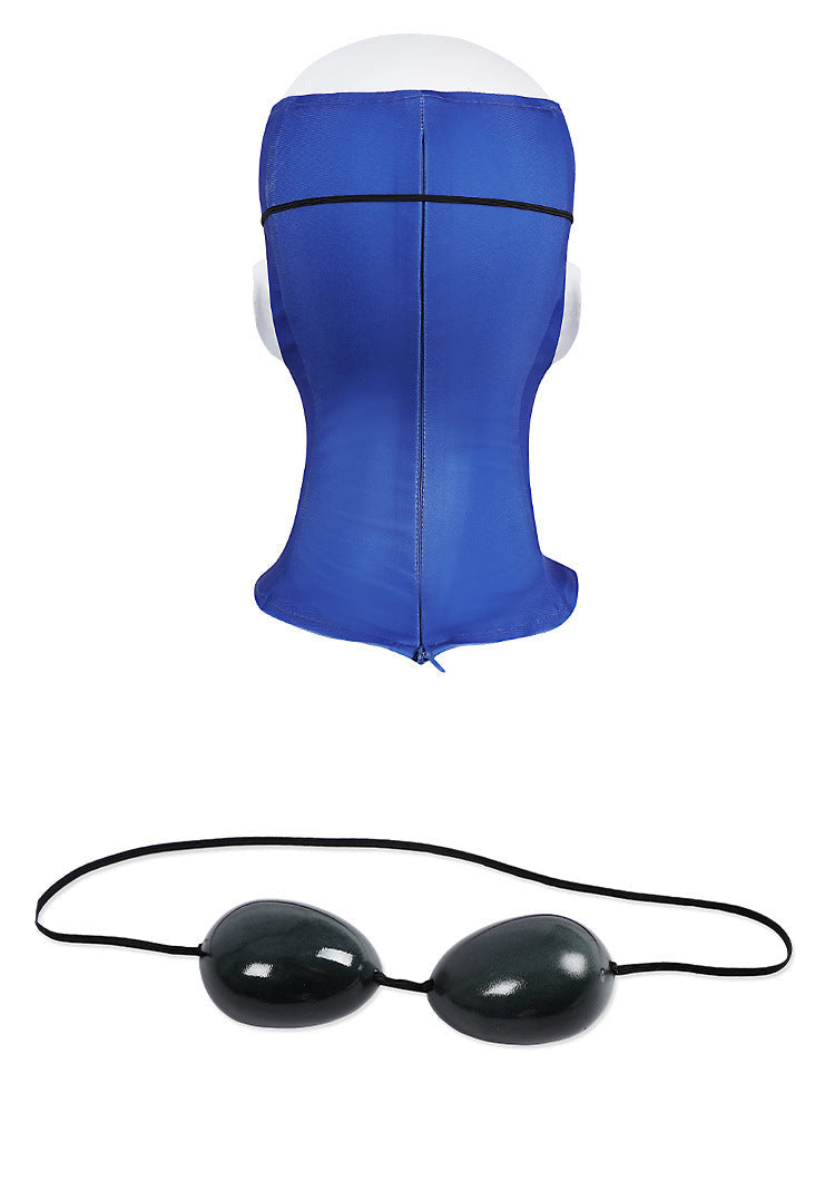 Blue Justice Hero Costume Super Jumpsuit with Headgear and Goggles for Cosplay Events