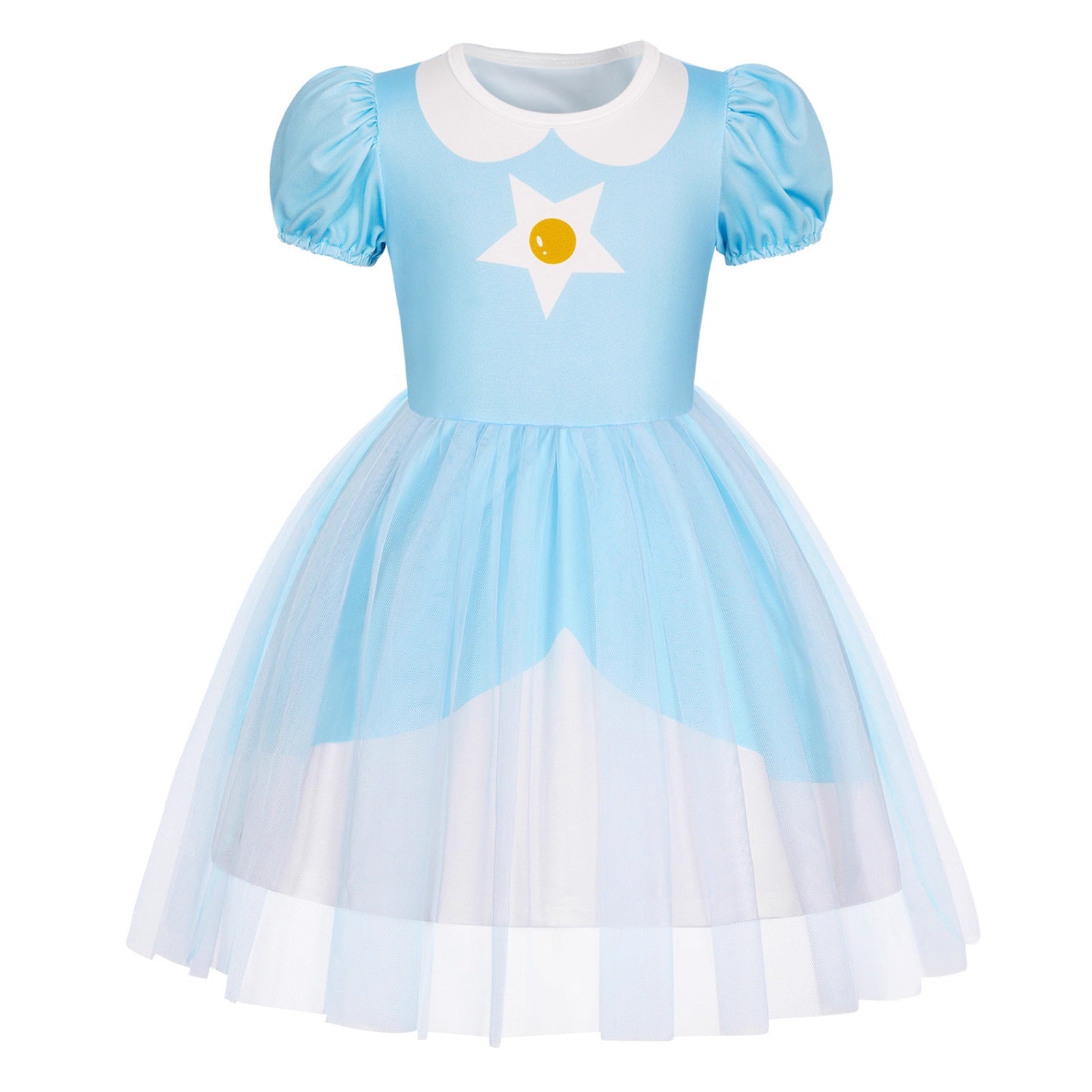 Rosalina Princess Dress Soft Multi-Layered Tulle Party Gown with Puffy Sleeves for Daily Wear