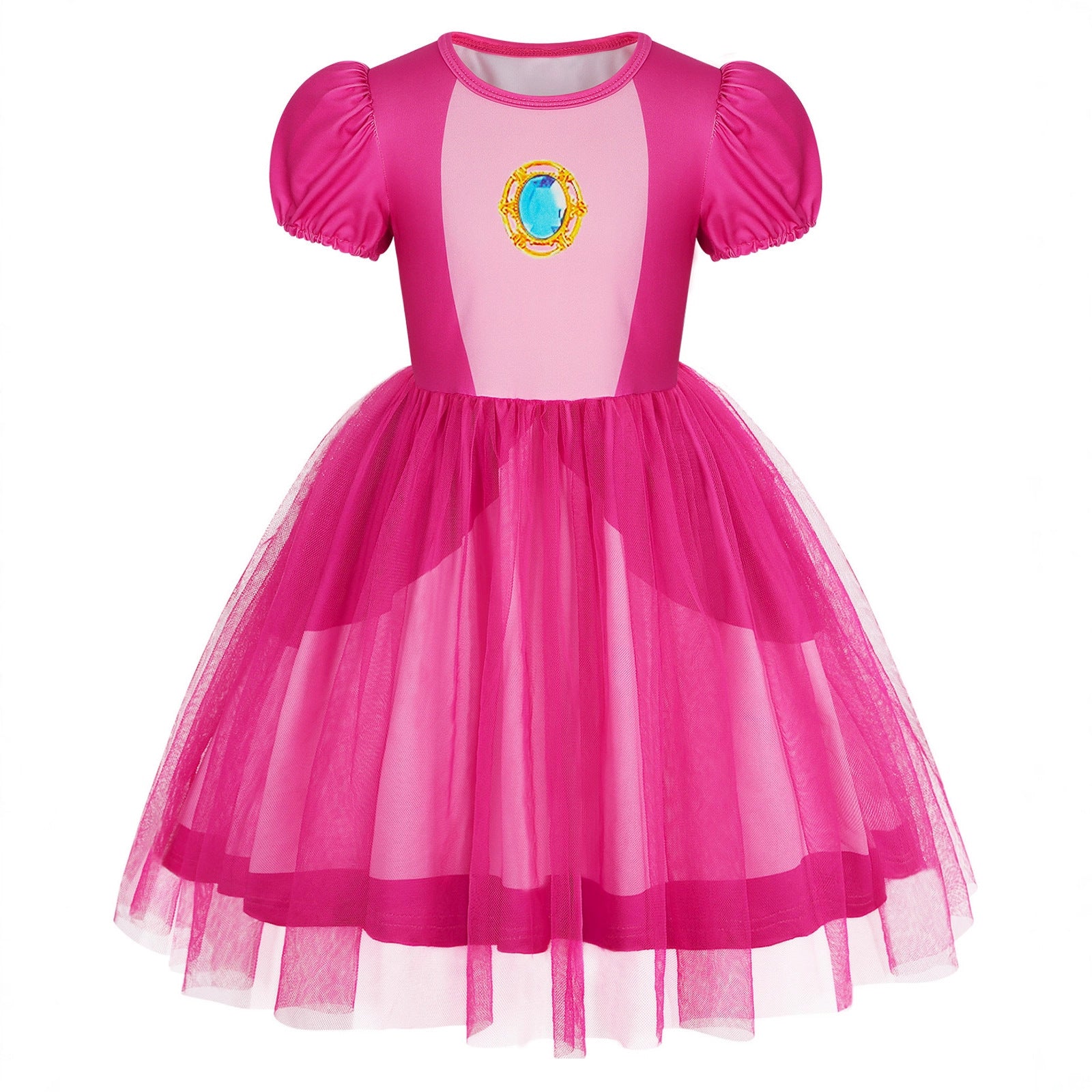 Rosalina Princess Dress Soft Multi-Layered Tulle Party Gown with Puffy Sleeves for Daily Wear