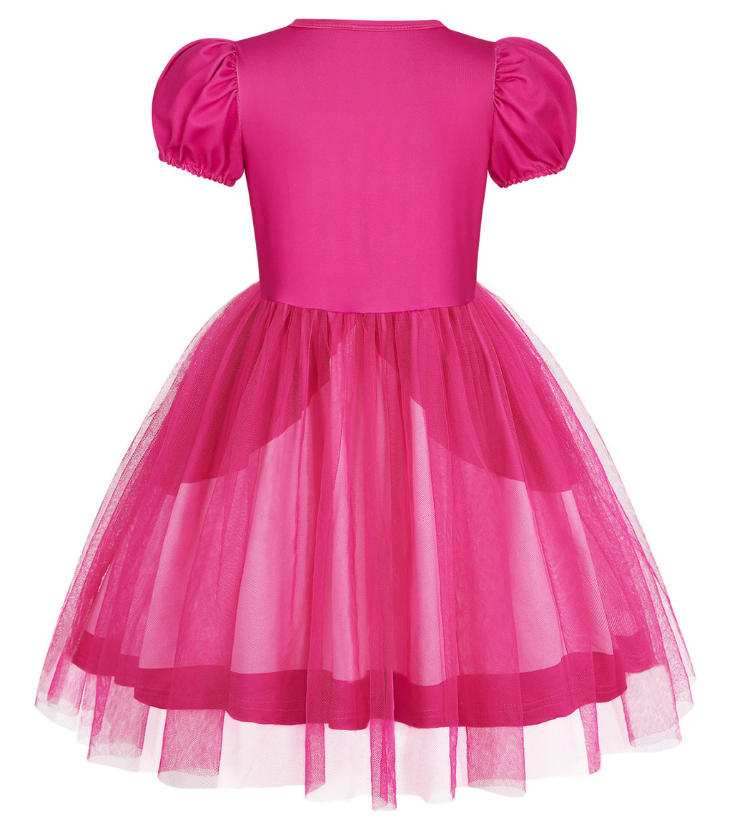 Rosalina Princess Dress Soft Multi-Layered Tulle Party Gown with Puffy Sleeves for Daily Wear