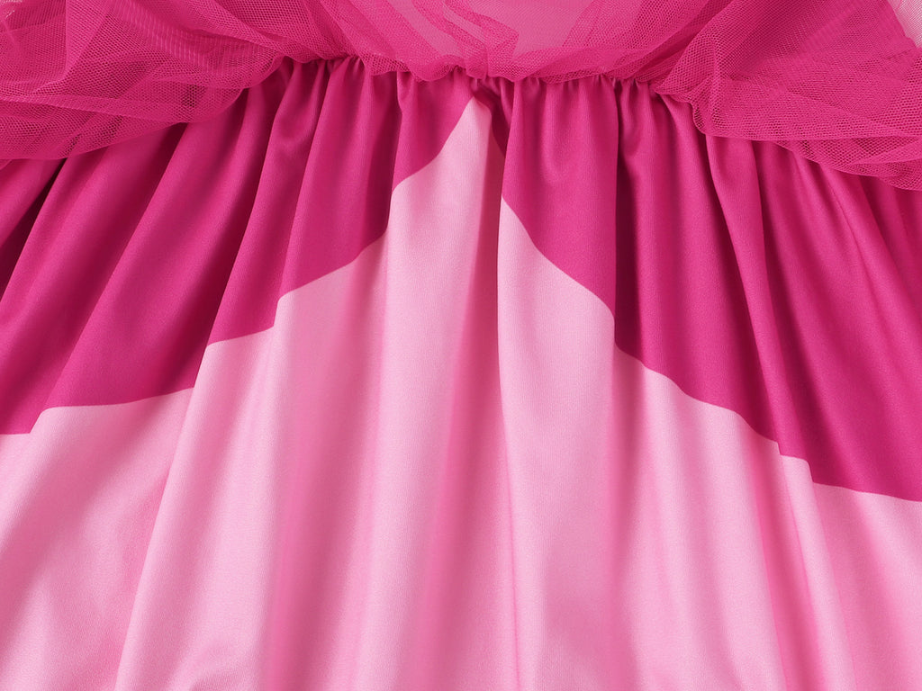 Rosalina Princess Dress Soft Multi-Layered Tulle Party Gown with Puffy Sleeves for Daily Wear