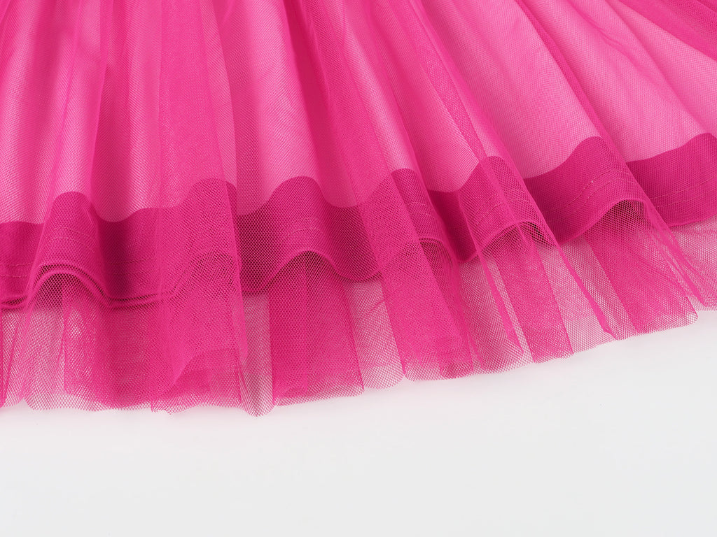 Rosalina Princess Dress Soft Multi-Layered Tulle Party Gown with Puffy Sleeves for Daily Wear