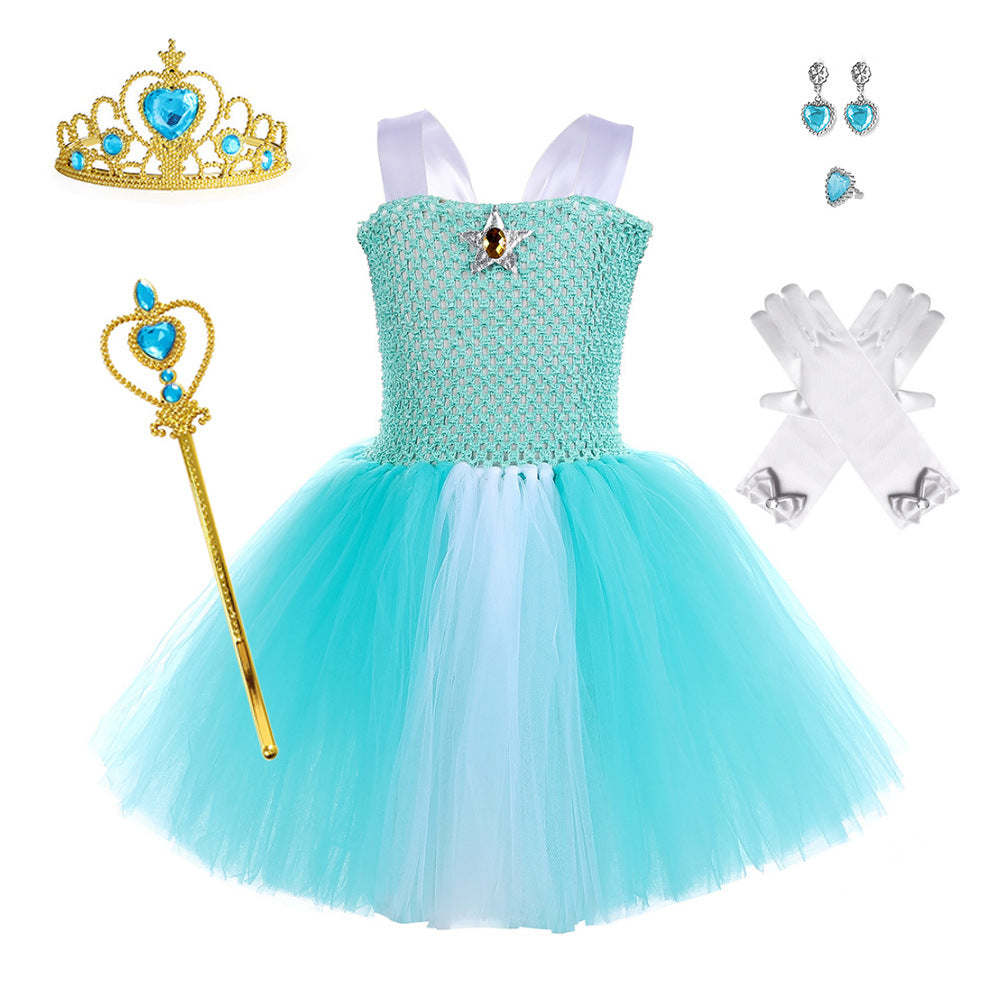 Princess Party Costume Tulle Tutu Dress with Crown and Accessories for Carnival Theme Events