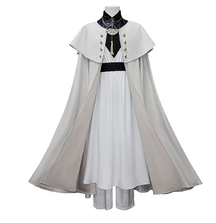 Witch Master Qifrey Costume Full Set with Cloak Dress Pointed Wizard Hat and Gold Glasses for Magic Mentor Roleplay