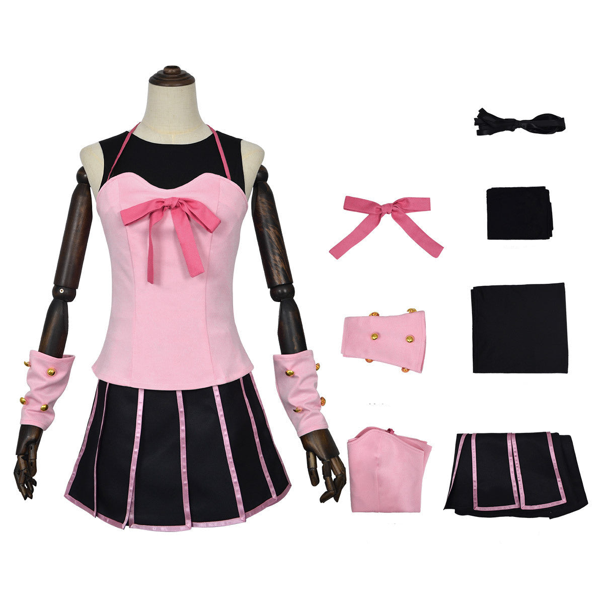 JJBA Lucie Costume Pink Tops Skirt Pantyhose and Accessories for Comic Con Events