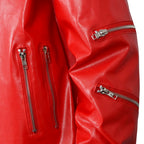 Kids Adults King of Pop Stage Performance Outfit Red 80s Shiny PU Leather Jacket and Pants Set for Fans Cosplay Events
