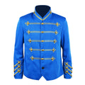Kids Adults Retro Pop Star Jacket Blue Stand Collar Music Star 80s Stage Outfit for Cosplay