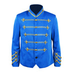 Kids Adults Retro Pop Star Jacket Blue Stand Collar Music Star 80s Stage Outfit for Cosplay