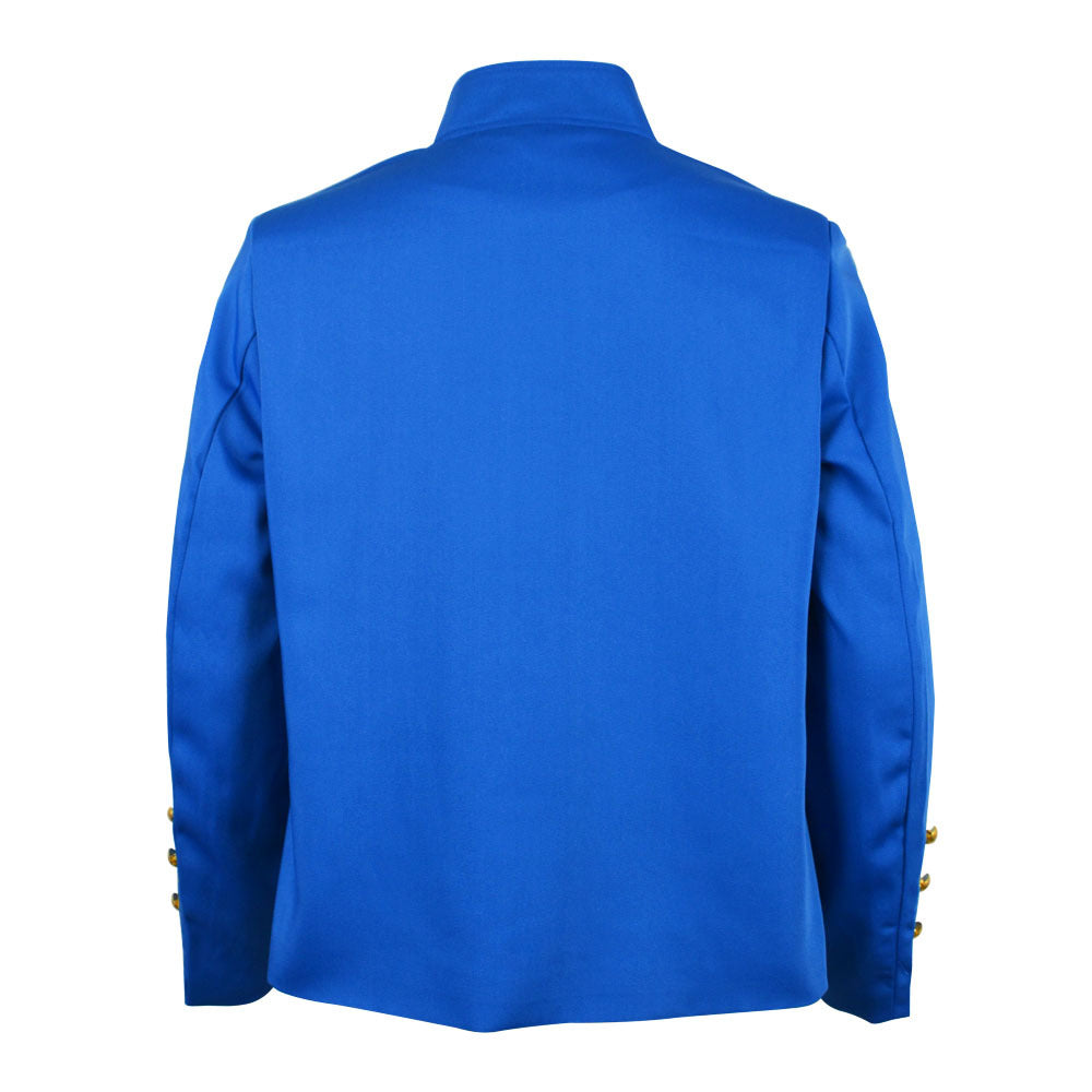 Retro Pop Star Jacket Blue Stand Collar Music Star 80s Stage Outfit for Cosplay