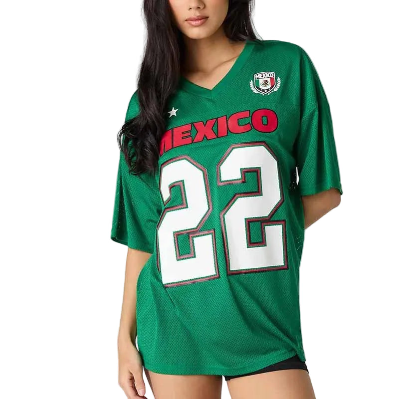 Futbol Jersey Mexico Breathable Soccer Mesh Shirts Quick-dry Football Tops with Cap for Daily Casual Wear