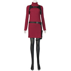 Mystery Agent Tactical Costume The Spy in Red Dress with Faux Leather Body Harness and Holster for Roleplay Events