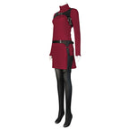 Mystery Agent Tactical Costume The Spy in Red Dress with Faux Leather Body Harness and Holster for Roleplay Events