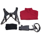 Mystery Agent Tactical Costume The Spy in Red Dress with Faux Leather Body Harness and Holster for Roleplay Events