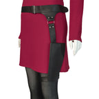 Mystery Agent Tactical Costume The Spy in Red Dress with Faux Leather Body Harness and Holster for Roleplay Events