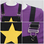 Star Doll Costume Purple Shirt with Suspender Skirt and Matching Leg Covers for Horror Game Fans