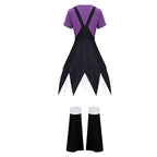 Star Doll Costume Purple Shirt with Suspender Skirt and Matching Leg Covers for Horror Game Fans