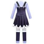 Creepy Doll Costume Purple Star Dress with Elastic Pants and Bag for Immersive Roleplay