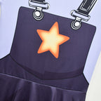 Creepy Doll Costume Purple Star Dress with Elastic Pants and Bag for Immersive Roleplay