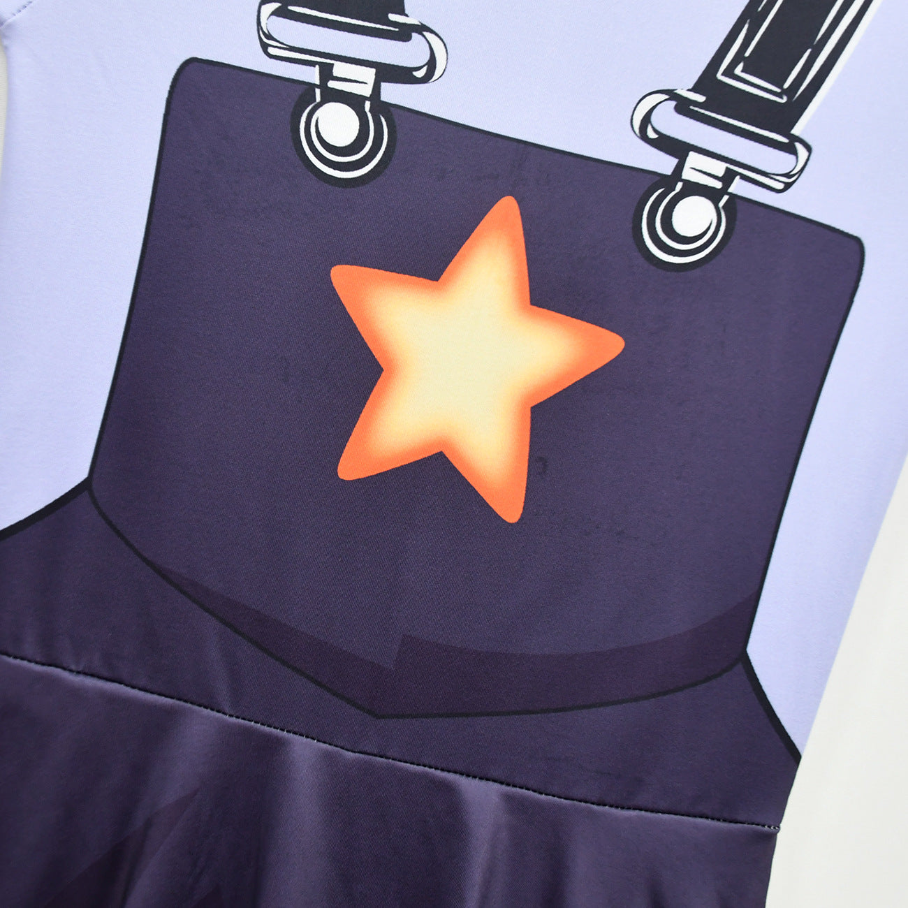 Creepy Doll Costume Purple Star Dress with Elastic Pants and Bag for Immersive Roleplay