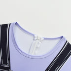 Creepy Doll Costume Purple Star Dress with Elastic Pants and Bag for Immersive Roleplay