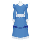 Girls The Incredible Doll Costume Blue Maid Dress with Matching Bow Accessories for Halloween Cosplay Theme Parties