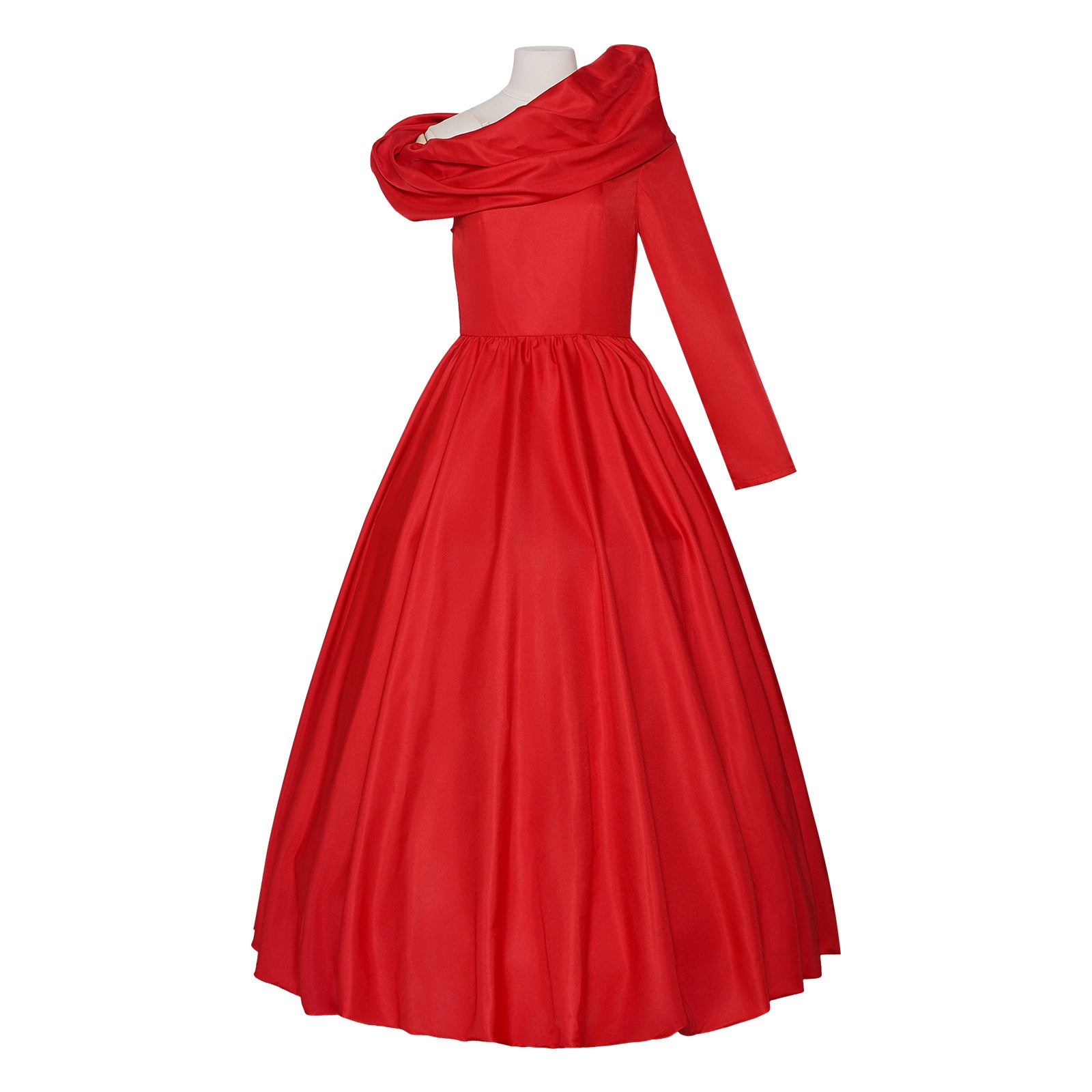 Women The Devil Miranda Gown Chief Editor Red One-Sleeve Off Shoulder Satin High Low Dress for Formal Events
