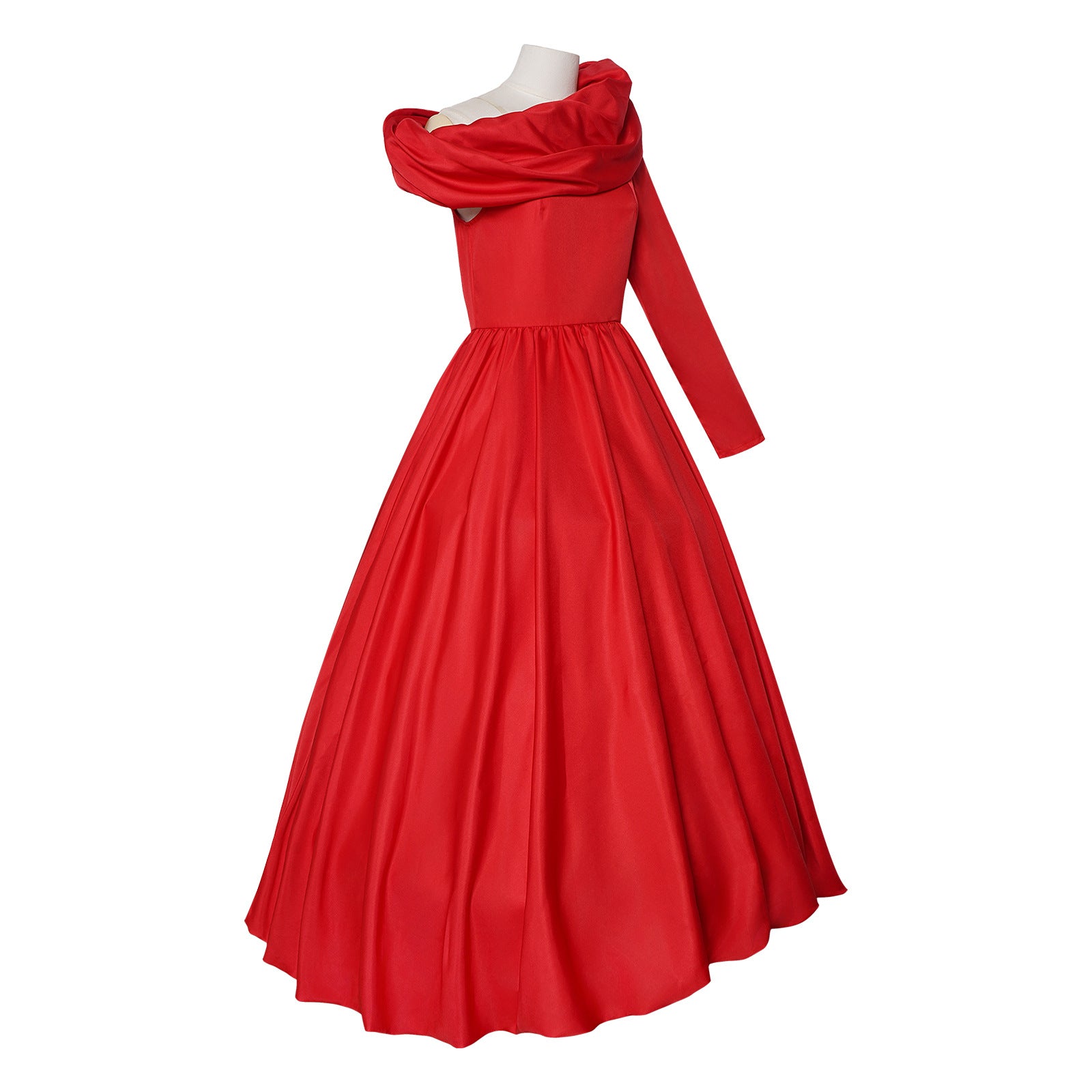 Women The Devil Miranda Gown Chief Editor Red One-Sleeve Off Shoulder Satin High Low Dress for Formal Events