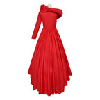 Women The Devil Miranda Gown Chief Editor Red One-Sleeve Off Shoulder Satin High Low Dress for Formal Events