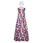 Women's Andy Inspired Mondrian Maxi Dress Sleeveless Color Block Dress with Matching Hat for Daily Wear Summer Vacation