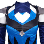 Women Kitana Costume Blue Princess Fighter Uniform with Shoulder Armors Sleeves for Comic Con Exhibition