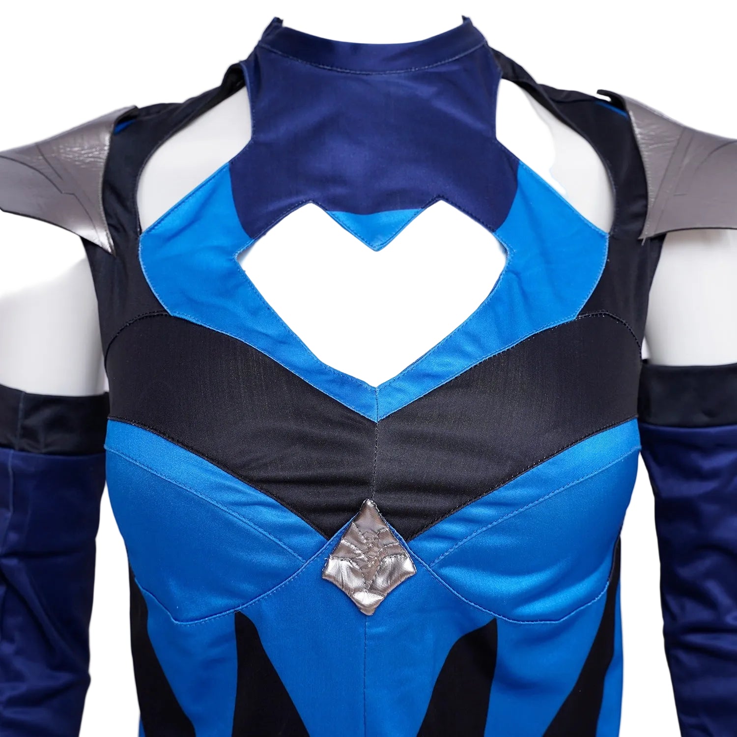 Women Kitana Costume Blue Princess Fighter Uniform with Shoulder Armors Sleeves for Comic Con Exhibition
