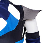 Women Kitana Costume Blue Princess Fighter Uniform with Shoulder Armors Sleeves for Comic Con Exhibition