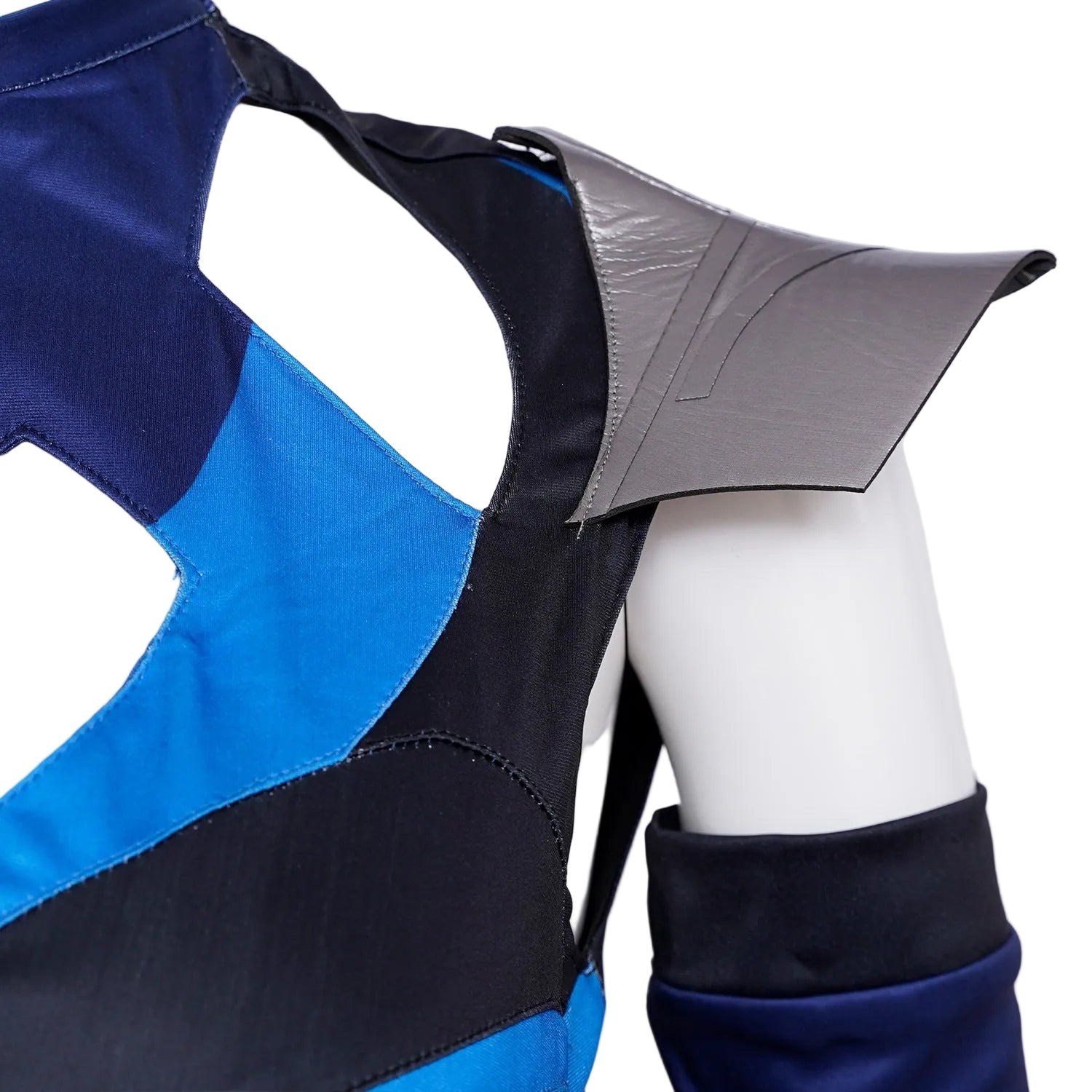 Women Kitana Costume Blue Princess Fighter Uniform with Shoulder Armors Sleeves for Comic Con Exhibition