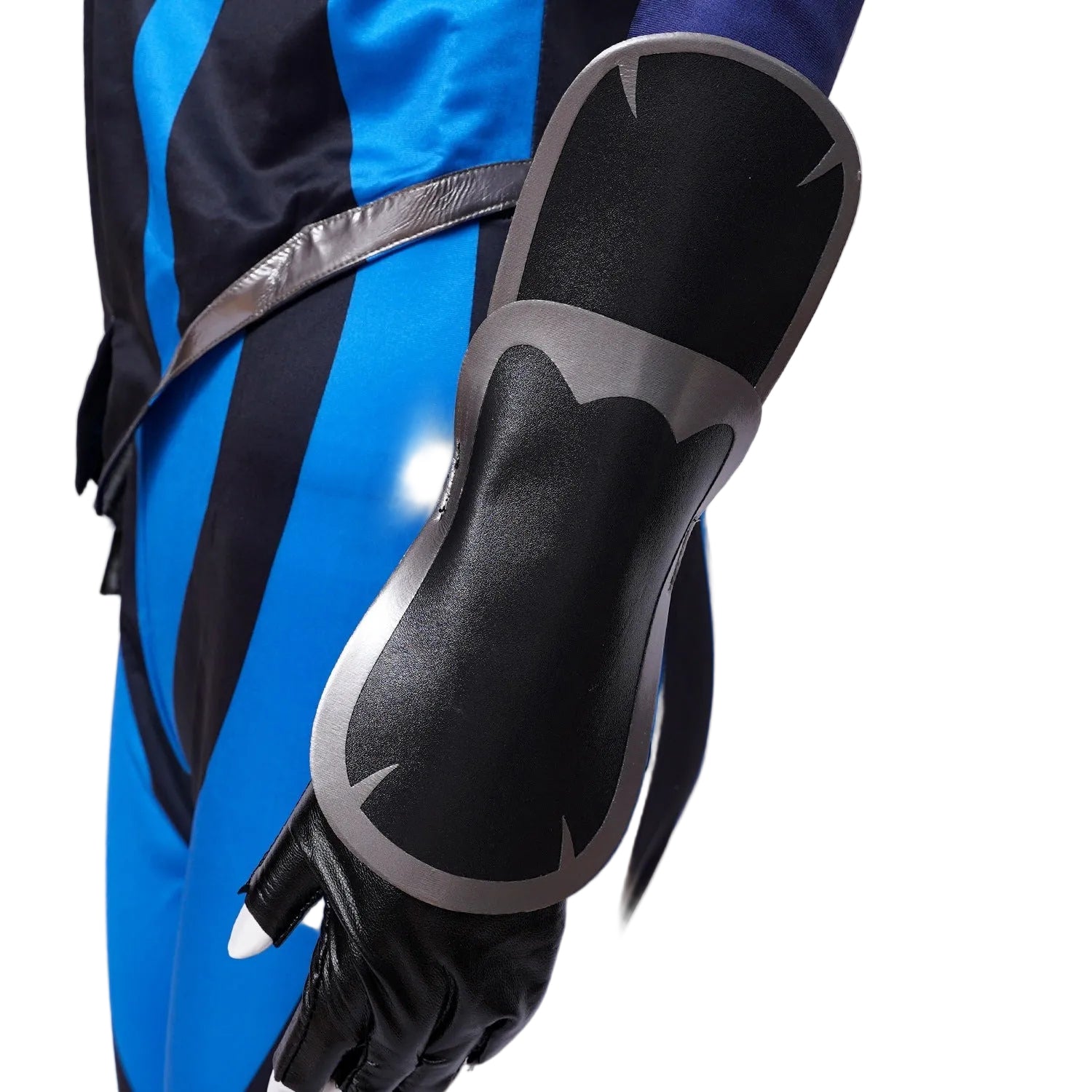 Women Kitana Costume Blue Princess Fighter Uniform with Shoulder Armors Sleeves for Comic Con Exhibition