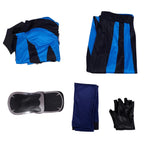 Women Kitana Costume Blue Princess Fighter Uniform with Shoulder Armors Sleeves for Comic Con Exhibition