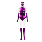 Women Mileena Costume Metallic Purple Warrior Jumpsuit with Mask and Accessories for Masquerade