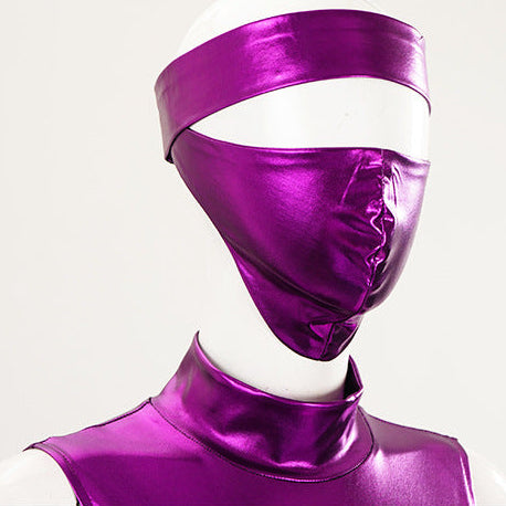 Women Mileena Costume Metallic Purple Warrior Jumpsuit with Mask and Accessories for Masquerade