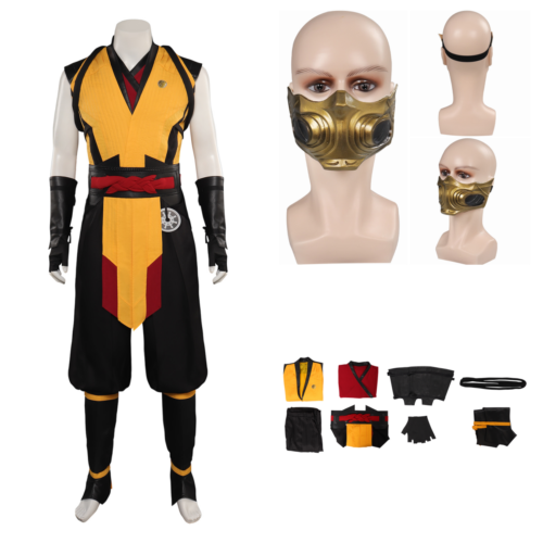 Men's Ninja Costume Yellow and Black Warrior Suit for Professional Cosplay Events and Halloween Parties