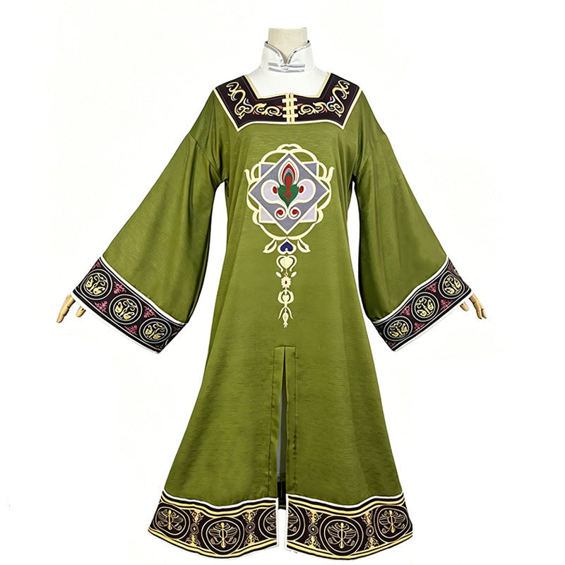 Women's Serpent Princess Costume Dark Green Tunic and Dress Medieval Outfit for Halloween Cosplay
