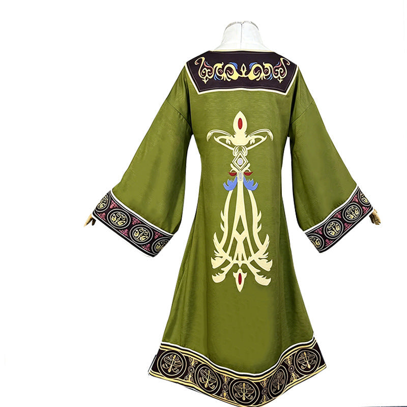 Women's Serpent Princess Costume Dark Green Tunic and Dress Medieval Outfit for Halloween Cosplay