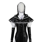 Women's Undertaker Costume Black Gothic Priestess Cosplay Dress with Hood for Halloween Carnival Parties