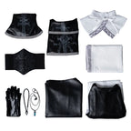 Women's Undertaker Costume Black Gothic Priestess Cosplay Dress with Hood for Halloween Carnival Parties