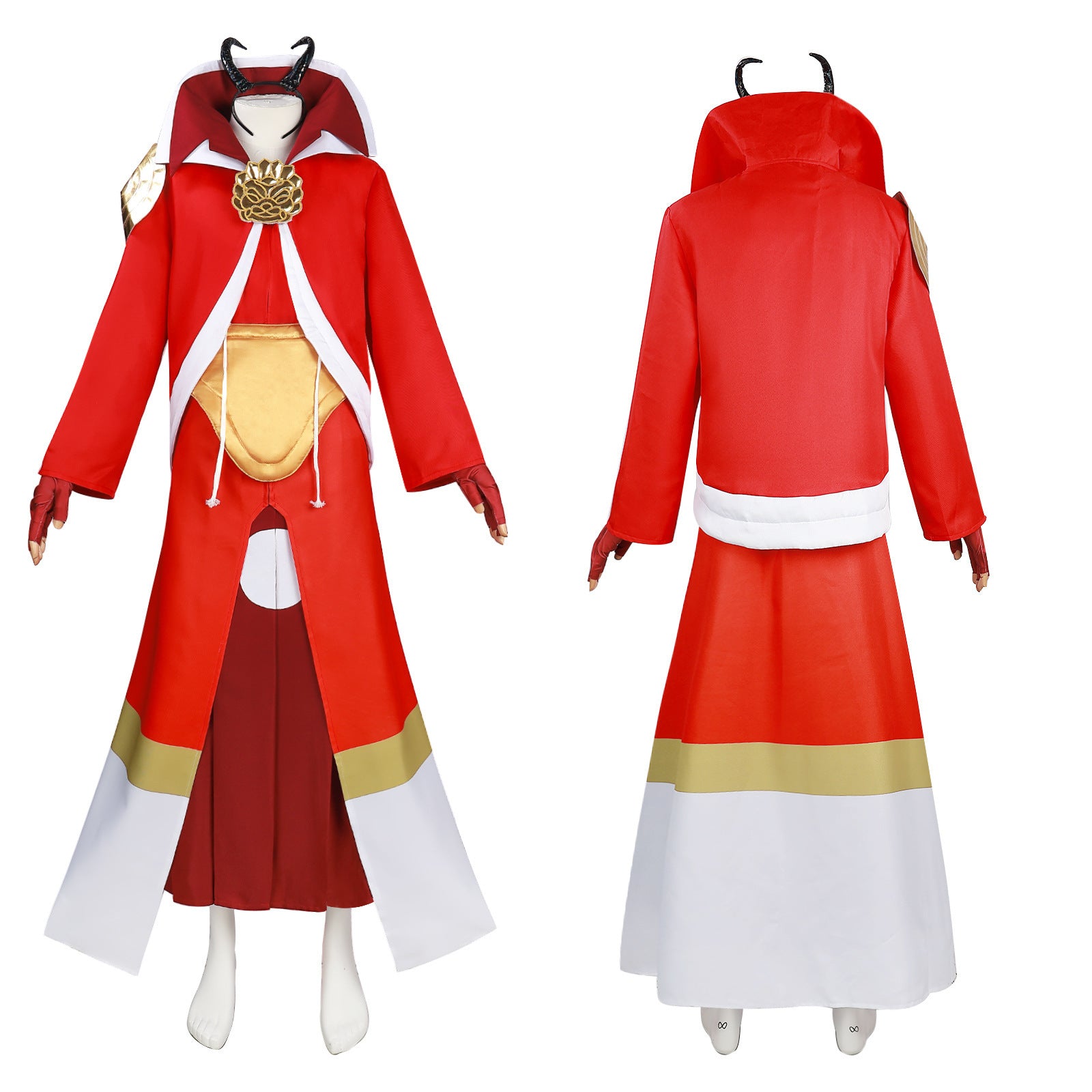 Men's TenSura Movie Benimaru Costume Red Tunic Skirt Suit for Cosplay Themed Party