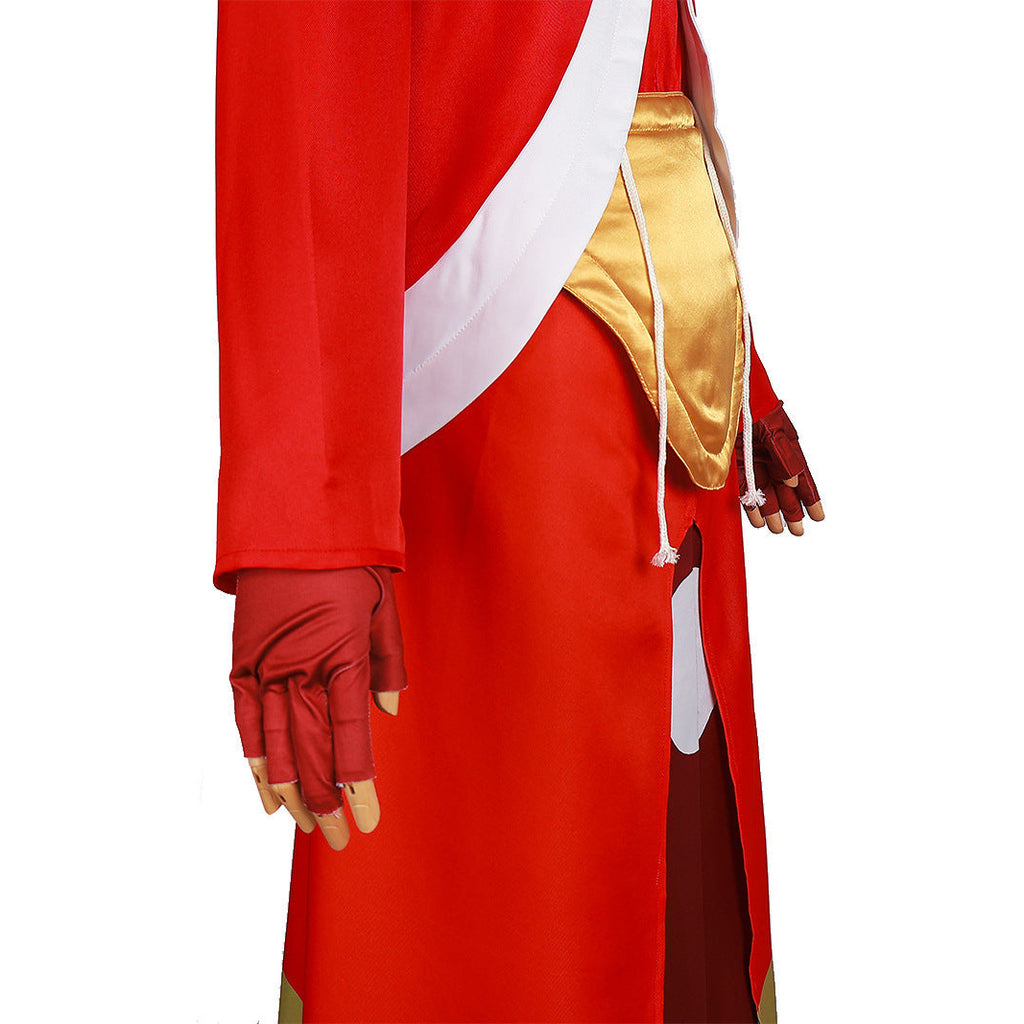 Men's TenSura Movie Benimaru Costume Red Tunic Skirt Suit for Cosplay Themed Party