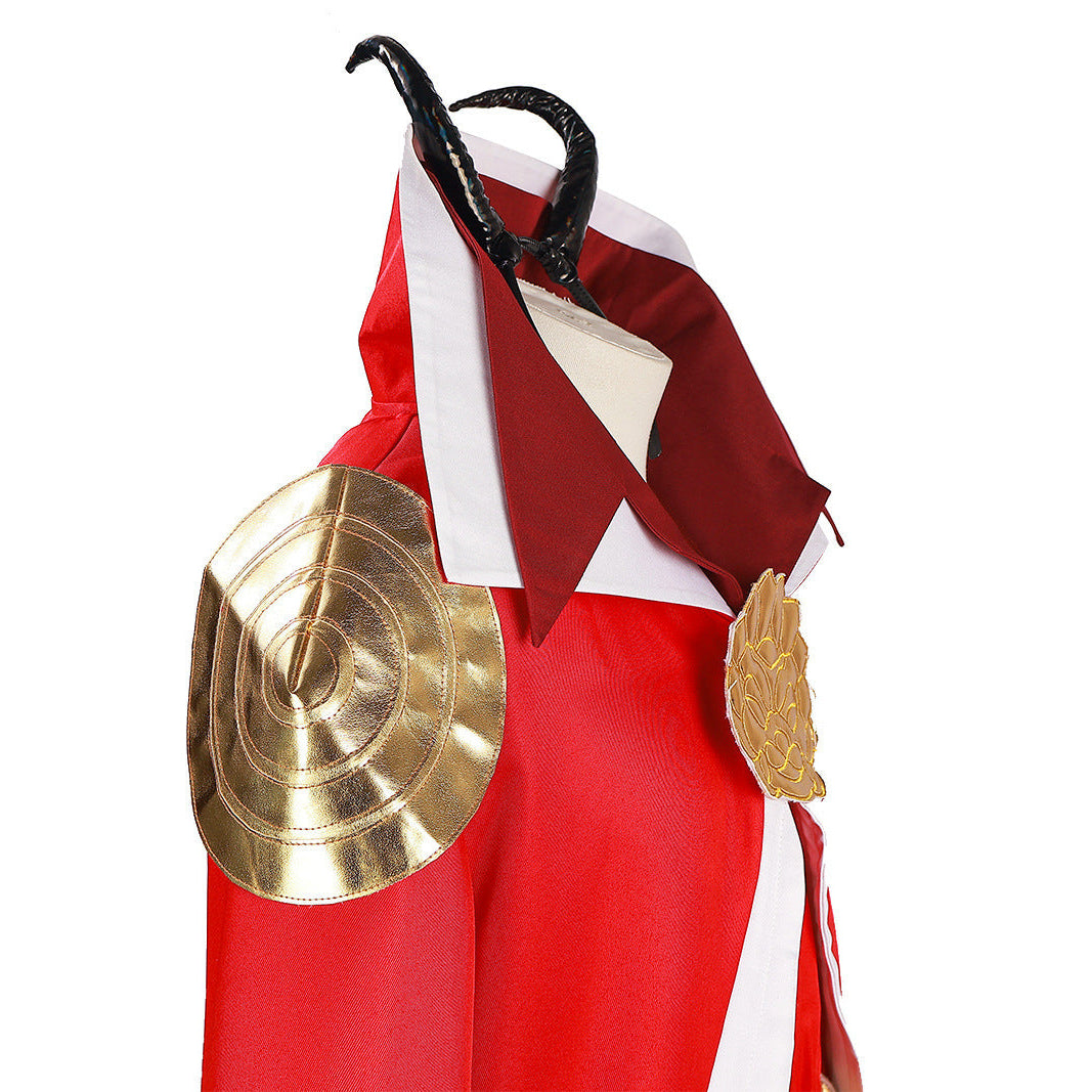 Men's TenSura Movie Benimaru Costume Red Tunic Skirt Suit for Cosplay Themed Party